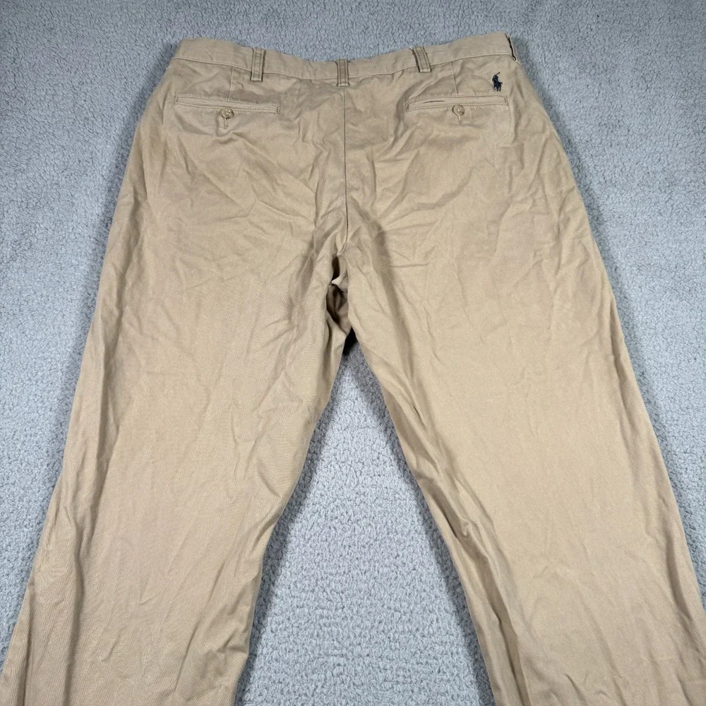 Vintage Polo Ralph Lauren Preston Chinos Mens 36x34 Fits 36x32 Beige Khaki Pants